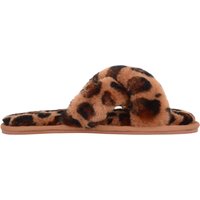 SNUGRUGS Women's Genuine Thick Sheepskin Open Back Peep Toe Cross Over Slipper Slider | Size: 4