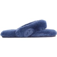 SNUGRUGS Women's Sheepskin Slip On Toe Post Flip Flop Slider Slippers in Navy | Size: 9