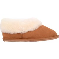SNUGRUGS Women's Sheepskin Boot Slippers with Thick Sheepskin Cuff & Rubber Sole in Tan | Size: 4