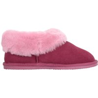 SNUGRUGS Women's Sheepskin Boot Slippers with Thick Sheepskin Cuff & Rubber Sole in Wine | Size: 4