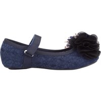 ABSOLUTE FOOTWEAR Girl's Childrens Kids Slip On Casual Party Ripper Fastening Pumps Dolly Shoes in Navy | Size: Infant 11