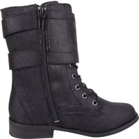 ABSOLUTE FOOTWEAR Girl's Childrens Slip On Lace Up Inside Zip Warm Boots, Double Buckle Design in Black | Size: Infant 12