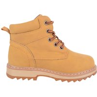 ABSOLUTE FOOTWEAR Boy's Childrens Kids Slip On Lace Up Casual Sturdy Walking PU High Top Boots in Tan | Size: Infant 11