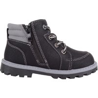 ABSOLUTE FOOTWEAR Boy's Childrens Slip On Lace Up Inside Zip Walking Sturdy PU Boots Shoes in Black | Size: Infant 8