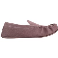 Easy Slip On Suede Fabric Lined Winter Moccasin Slippers Rubber Sole