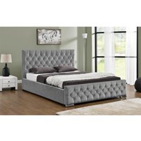 Home Detail Arya Chenille Silver Super King Ottoman Bed