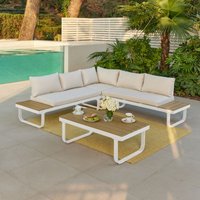 Home Detail Roman Aluminium L-Shape Garden Sofa Set in Grey
