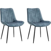 Home Detail Georgia Dining Chair Set of 2, Grey Faux Leather in Blue | Size: 2 Pack