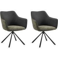 Home Detail Lisbon Fabric Swivel Dining Chair Set of 2, Grey/Beige in Green | Size: 2 Pack