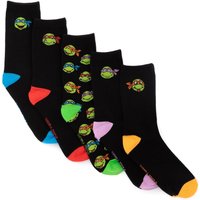 Teenage Mutant Ninja Turtles Men's Calf Socks Set of 5 | Black | Official Merch | Size: 7-11