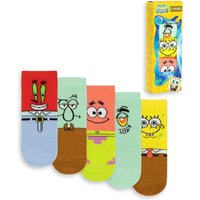SpongeBob SquarePants Kids Calf Socks Set of 5 (Multicoloured) | Size: 4-6.5
