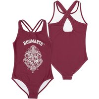 Harry Potter Girl's Kids 1 Piece Swimming Costume (Burgundy) in Purple | Size: 8-9 Years