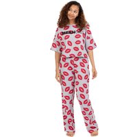 Mean Girls Women's Short Sleeve Long Leg Pyjama Set | Grey/Pink | Official Merch in Grey | Size: Large