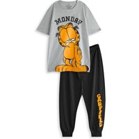 Garfield Men's Short Sleeve Long Leg Pyjama Set | Grey | Official Merch in Black | Size: Large