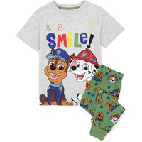 Paw Patrol Boy's Kids Short Sleeve Long Leg Pyjama Set (Grey) in Grey | Size: 6-7 Years