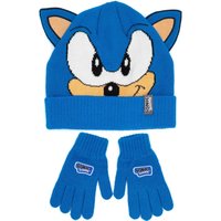 Sonic the Hedgehog Boy's Kids Beanie & Gloves Set (Blue) in Blue
