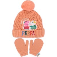 Peppa Pig Girl's Kids Beanie & Gloves Set (Orange) in Orange