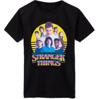 Stranger Things Girl's Kids Short Sleeved T-Shirt (Black) in Black | Size: 9-10 Years