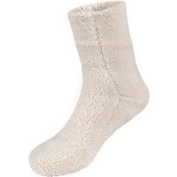 Smart Living Women's Fluffy Teddy Fleece Socks in Natural | Size: S/M