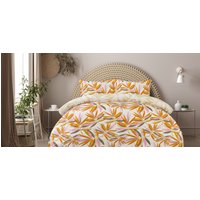 Smart Living Luxury Super Soft Reversible Bright Leaves Duvet Cover With Pillowcase in Natural | Size: Single