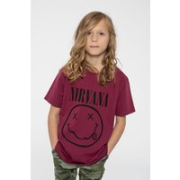 Nirvana Grey Grunge Smile Band Logo T-Shirt in Red | Size: 3-4 Years