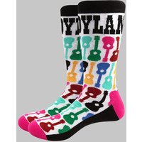 Bob Dylan Guitar Pattern Ankle Socks in White
