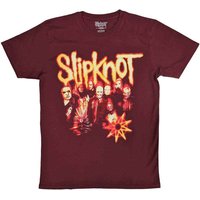 Slipknot The End So Far Group Photo Tribal S T-Shirt in Red | Size: Small