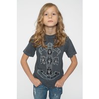 Guns N Roses Kids Monochrome Cross Dye Wash Tee in Black | Size: 11-12 Years