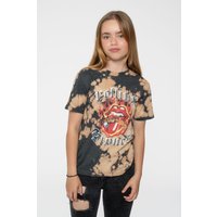 The Rolling Stones Kids Tattoo Flames Dye Wash Tee in Grey | Size: 11-12 Years