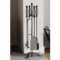 Home Discount Fire Vida 5 Piece Darton Companion Set Indoor Outdoor Fireplace Tool in Black