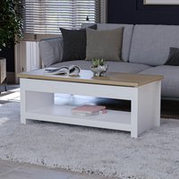 Home Discount Vida Designs Arlington Sliding Top Coffee Table Shelf Storage Living Room in White