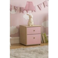 Home Discount Junior Vida Neptune 2 Drawer Bedside Table Kids Children Bedroom Furniture in Pink