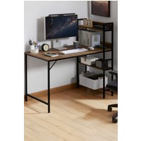 Home Discount Vida Designs Brooklyn Large Computer Desk with 3 Shelves Office Study Gaming Table in Dark Brown