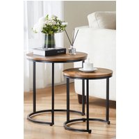 Home Discount Vida Designs Brooklyn Nest of 2 Round Tables Living Room Furniture in Dark Brown