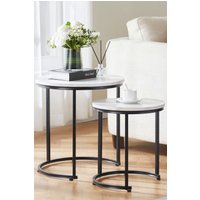 Home Discount Vida Designs Brooklyn Nest of 2 Round Tables Living Room Furniture in Cool White