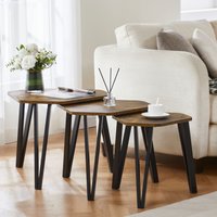 Home Discount Vida Designs Brooklyn Nest of 3 Tables Living Room Coffee Side Table in Dark Brown