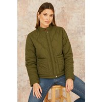 Yumi Women's Green Short Quilted Jacket | Size: 14