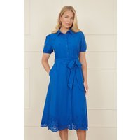 Cotton Shirt Midi Dress Cut Out Details