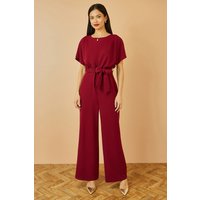 Yumi Women's Burgundy Batwing Stretch Jumpsuit | Size: 8