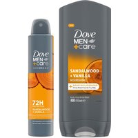Dove Men's Sandalwood & Vanilla Bundle Deodorant Spray & Body Wash in Orange