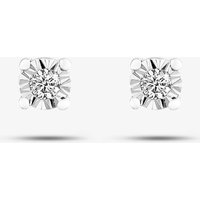 T.H.Baker Women's 9ct White Gold 0.03ct Diamond Stud Earrings E4058W/03-10 in Silver