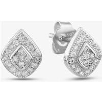 T.H.Baker Women's Silver Clear Pave Pearshaped Stud Earrings E610666