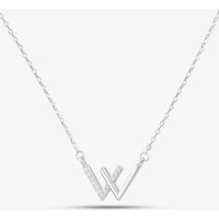 T.H.Baker Women's Sterling Silver Cubic Zirconia Two V's Necklace N611086