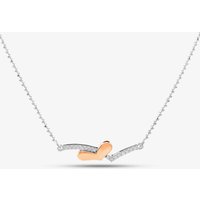 T.H.Baker Women's Silver & Rose Gold Plating Cubic Zirconia Wishbone Necklace 2THB018904 | Size: 18 inches