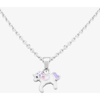 Fleur Kids Sterling Silver White & Pink Enamel Unicorn Pendant Necklace AZP234404 | Size: 18 inches