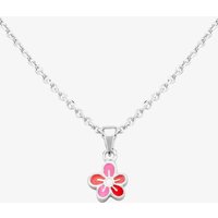 Fleur Kids Sterling Silver Pink & Red Enamel Flower Pendant Necklace AZP212804 | Size: 18 inches