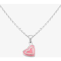 Fleur Kids Sterling Silver Pink Enamel Heart Pendant Necklace AZP100004 | Size: 18 inches