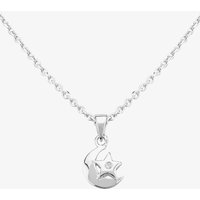 Fleur Kids Sterling Silver Cubic Zirconia Moon & Star Pendant Necklace AZP116404 | Size: 18 inches