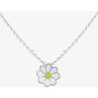 Fleur Kids Sterling Silver White & Yellow Enamel Flower Pendant Necklace AZP030104 | Size: 18 inches