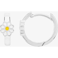 Fleur Kids Sterling Silver White Flower Hoop Earrings AVE003304